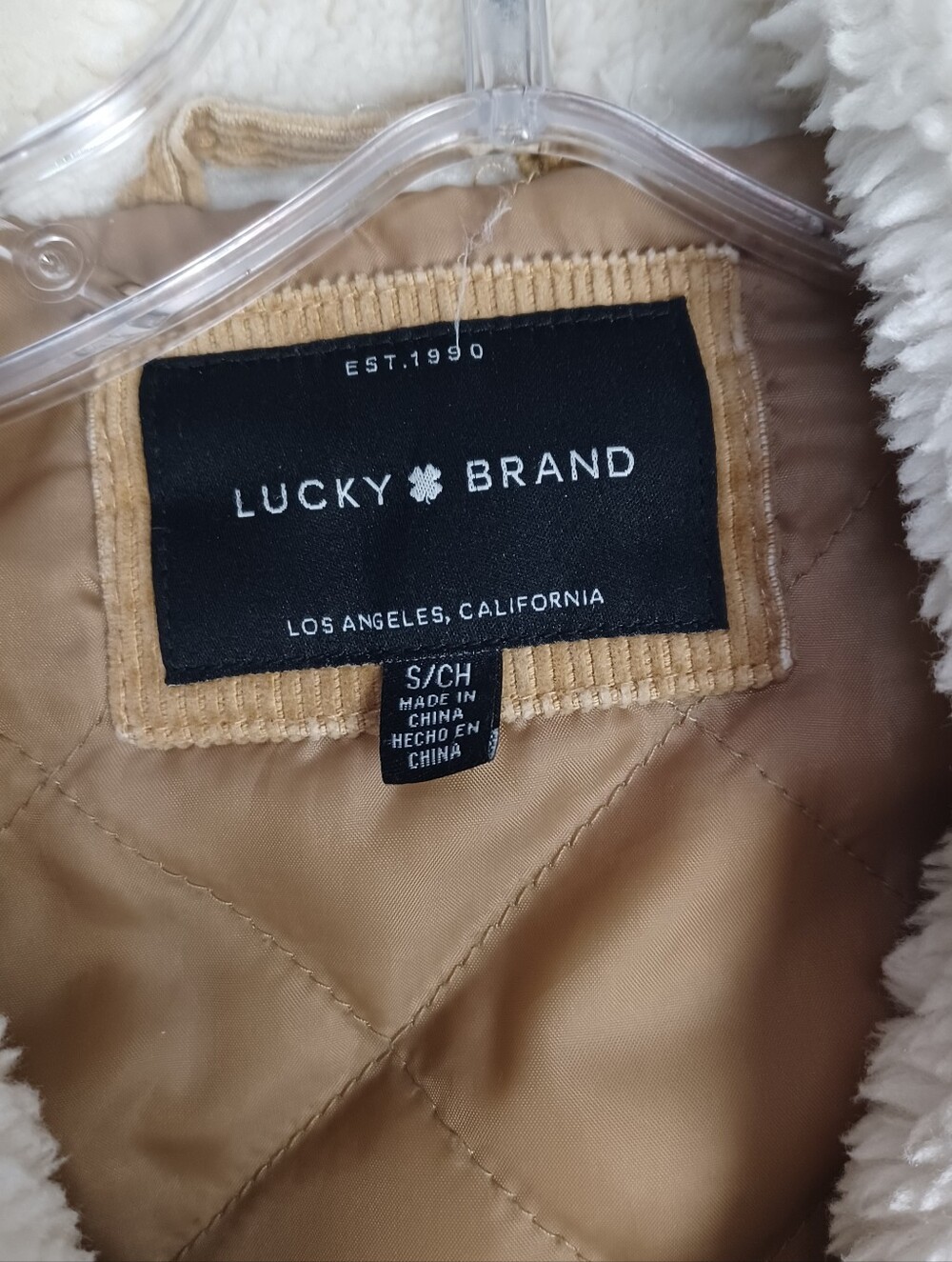 Lucky Brand Tan Corduroy Sherpa Lined Jacket Coat Size Small EXCELLENT - Picture 2 of 12